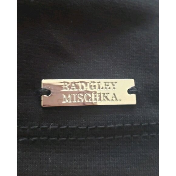 NWT BADGLEY MISCHKA BLACK BLOUSE FLOWER STONES DETAILS RUFFLE ACCENT TOP SMALL - Picture 6 of 9